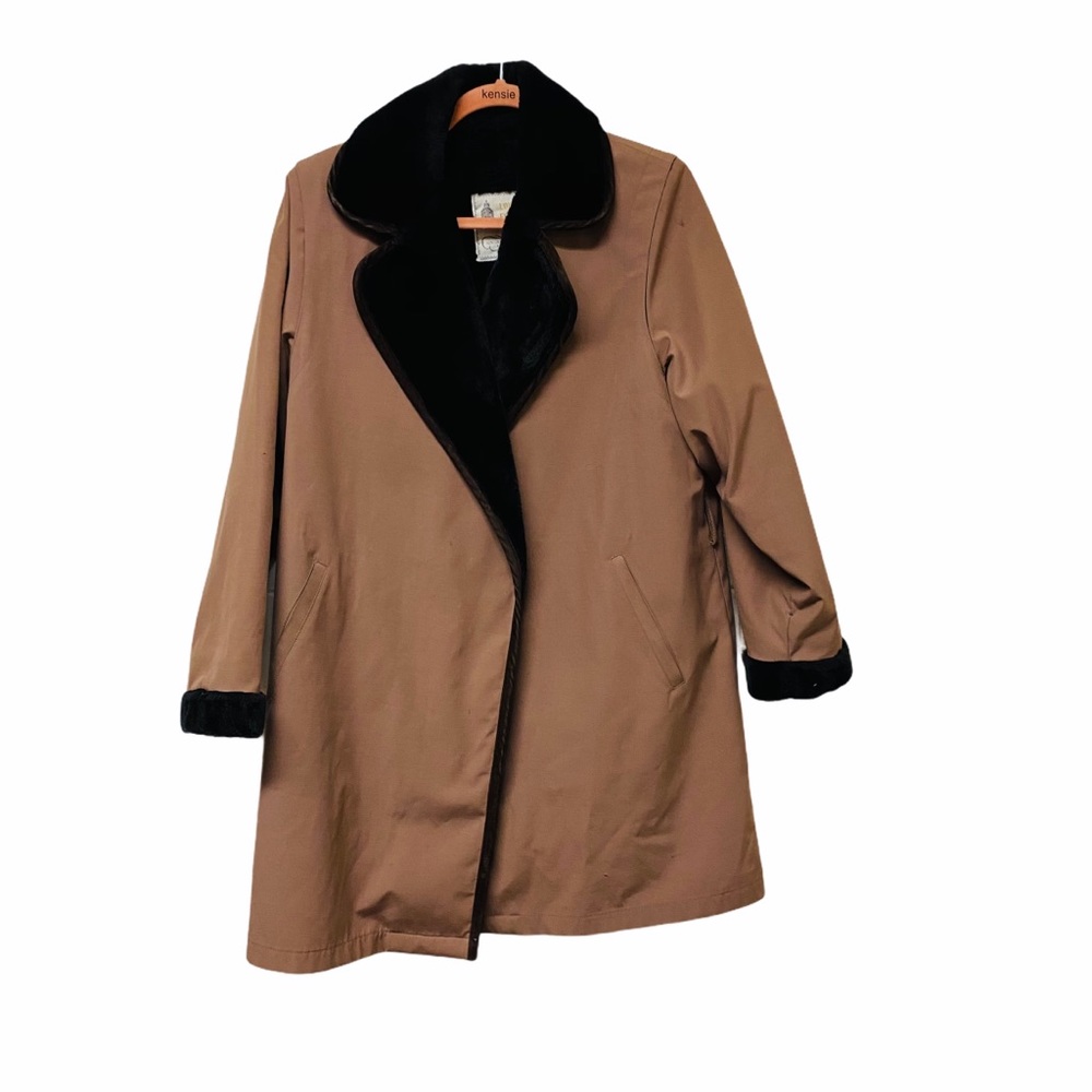 London Fog Fur Lined Collar Long Coat Jacket